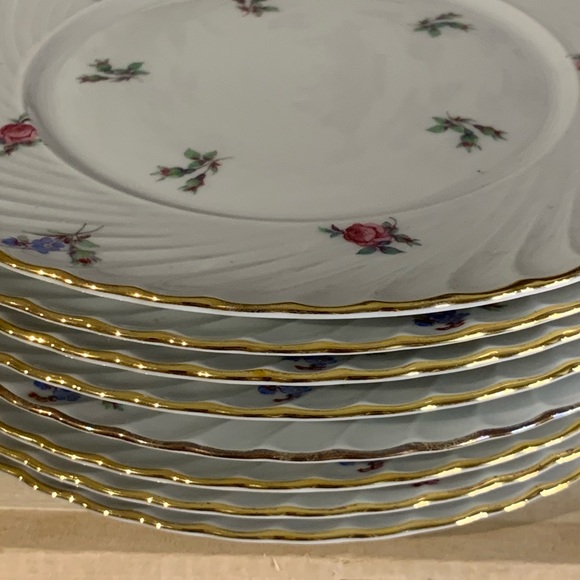 VTG 1950s Set of 8 Royal Tettau Dresden Flowers Salad Plates Gold Trim - Picture 12 of 12
